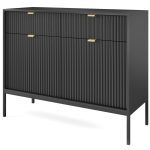 Komoda Nova 104 cm se zásuvkami černá/černý rám