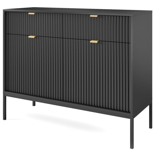 Komoda Nova 104 cm se zásuvkami černá/černý rám