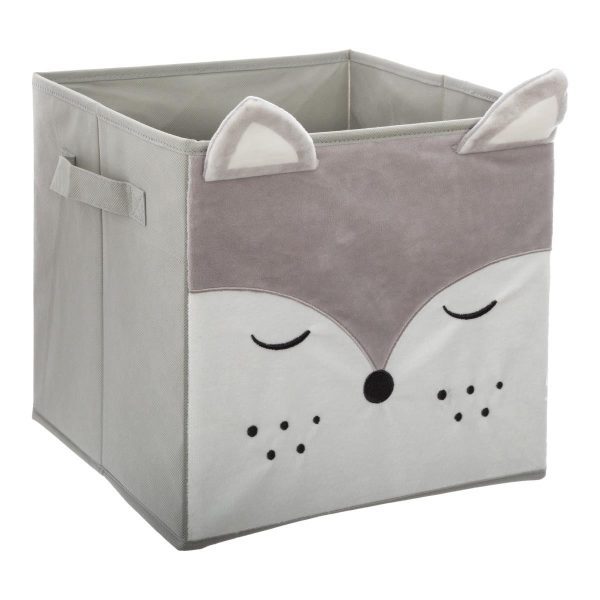 Textilný box na hračky Lis sivý