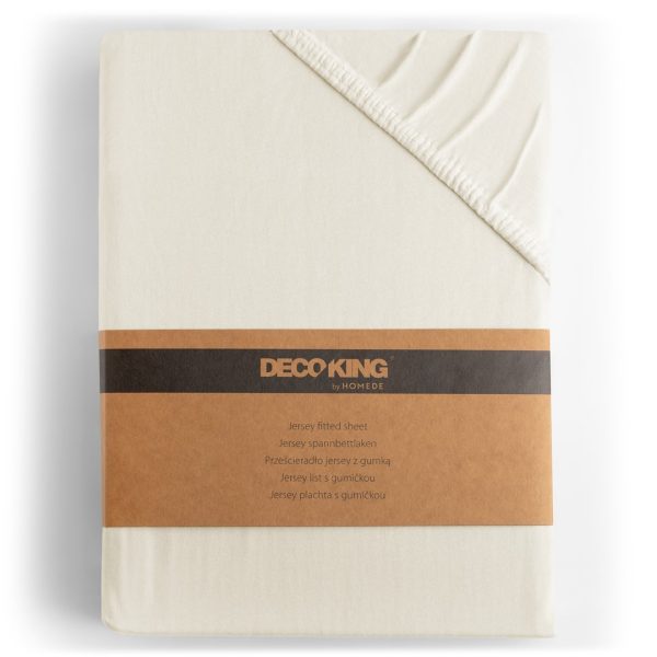 Bavlnené jersey prestieradlo s gumou DecoKing Amber ecru