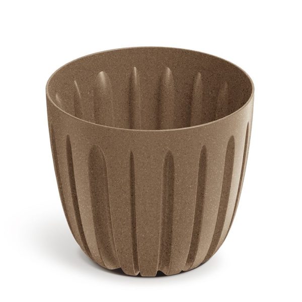 Plastový květináč WARIOS ECO WOOD hnědý matný