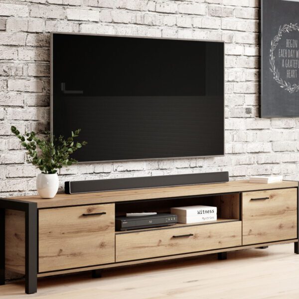 AKTUAL 40 dizajnový tv stolík dub Taurus/ čierna
