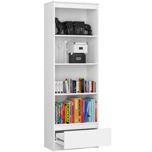 Kancelársky regál Rexa 60 cm 1 zásuvka a 4 police biely Kancelársky regál Rexa 60 cm 1 zásuvka a 4 police biely