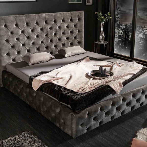 LuxD Dizajnová posteľ Laney II 160 x 200 cm olivovo-sivý zamat