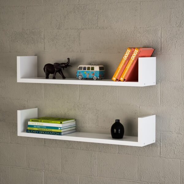 Sada 2 nástěnných polic IRIS bílá