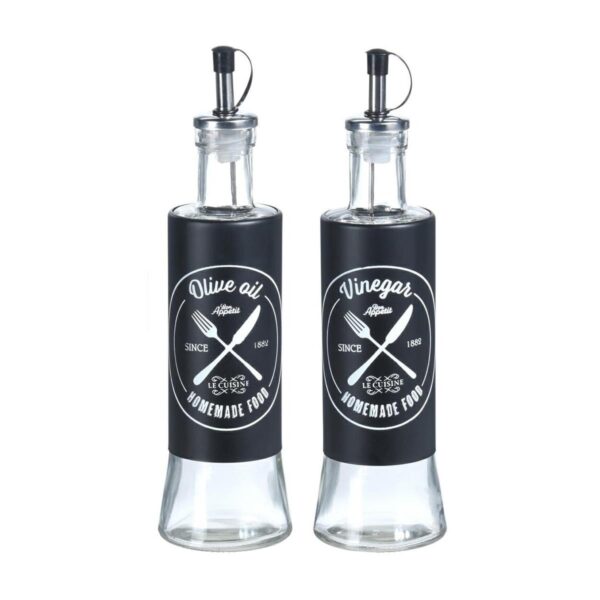 Sada sklenených fliaš na olej a ocot 2x300 ml čierna