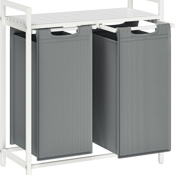 Kôš na bielizeň Vasagle Ovules 2 x 46 l biely/sivý
