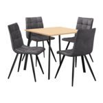 Jedálenský stôl 80x80 BERGEN dub + 4 stoličky BERGEN sivé mikrovlákno