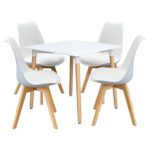 Jedálenský stôl 80x80 UNO biely + 4 stoličky QUATRO biele