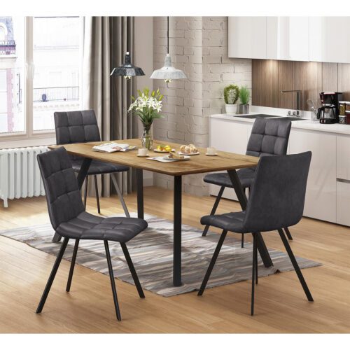 Jedálenský stôl BERGEN dub + 4 stoličky BERGEN sivé mikrovlákno Jedálenský stôl BERGEN dub + 4 stoličky BERGEN sivé mikrovlákno