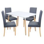 Jedálenský stôl UNO 120x80 biely + 4 stoličky PRIMA sivá/svetlé nohy