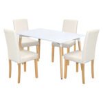 Jedálenský stôl UNO 140x90 biely + 4 stoličky PRIMA biela/svetlé nohy