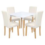 Jedálenský stôl UNO 80x80 biely + 4 stoličky PRIMA biela/svetlé nohy