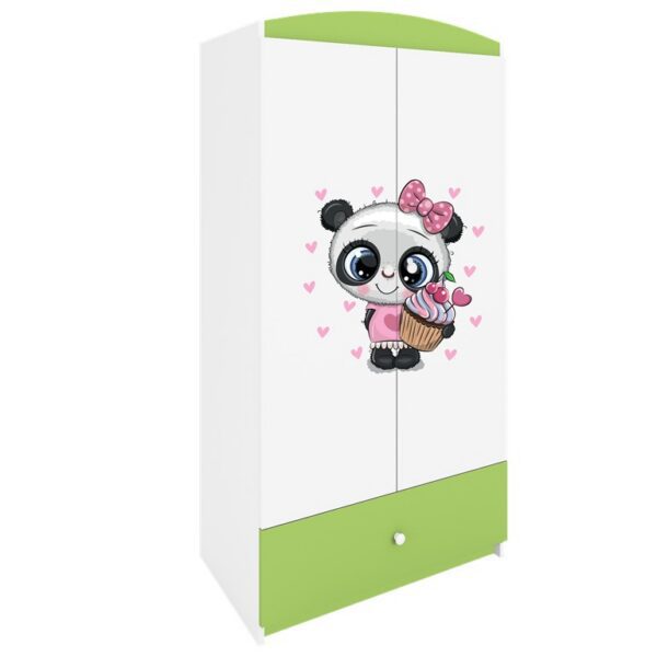 Detská šatníková skriňa BABYDREAMS Panda zelená