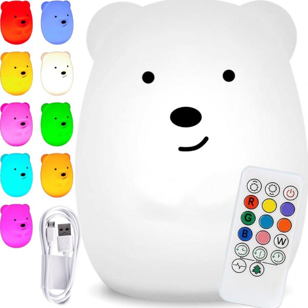 Detská stolná LED lampa Bear biela