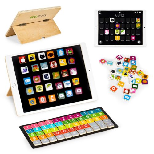 Drevený vzdelávací tablet a magnetická tabuľa ECOTOYS Drevený vzdelávací tablet a magnetická tabuľa ECOTOYS