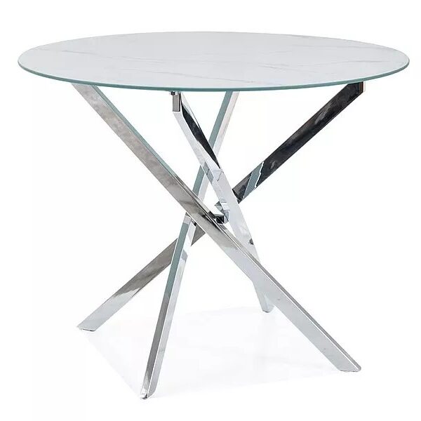 Jedálenský stôl Agis 90 cm biely mramor/chróm
