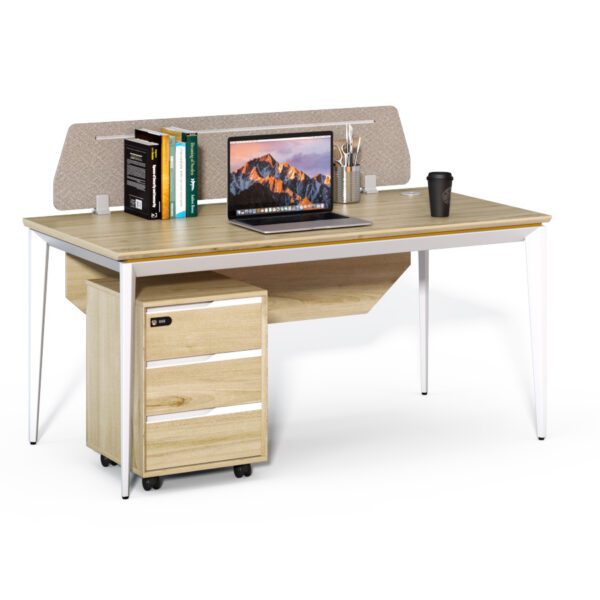Kancelársky stôl s kontajnerom Houseland Profit Max 01 1608 dub/biely