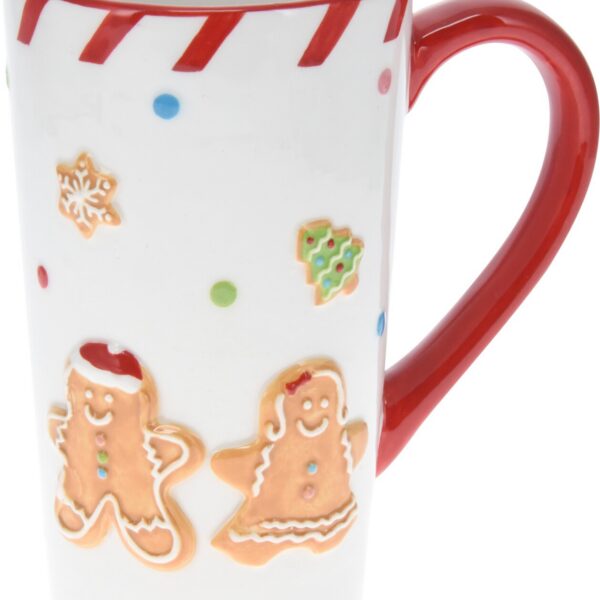 Keramický hrnček Lissa 15 cm biely/červený
