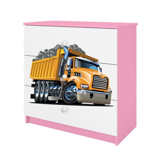 Komoda Babydreams 80 cm nákladné auto ružová