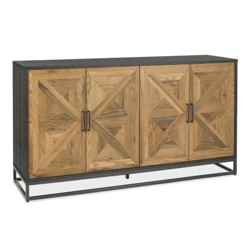 Komoda Indus 160 cm z masívu dub prírodná/grafit Komoda Indus 160 cm z masívu dub prírodná/grafit
