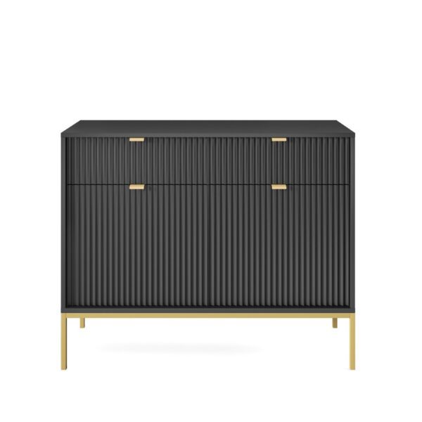 Komoda Nova 104 cm so zásuvkami čierna/zlatá