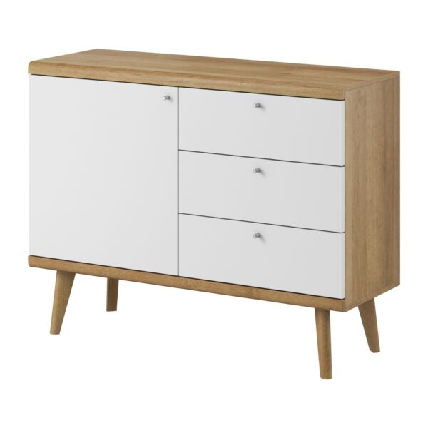 Komoda Primo 107 cm so zásuvkami dub Riviéra/biela
