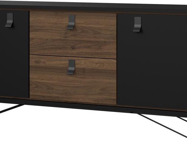 Komoda Rainy 150 cm čierna/orech tmavý