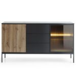 Komoda Sento s LED osvetlením 154 cm dub wotan/čierna