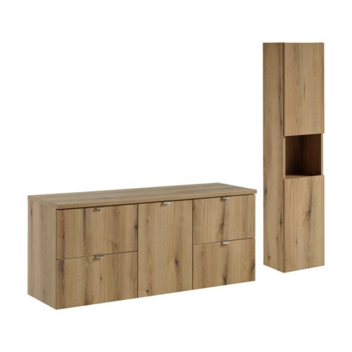Kúpeľňová zostava Nova Oak I so skrinkami 140 cm dub evoke Kúpeľňová zostava Nova Oak I so skrinkami 140 cm dub evoke