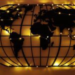 Nástenná dekorácia Svetová mapa Glóbus Led čierny