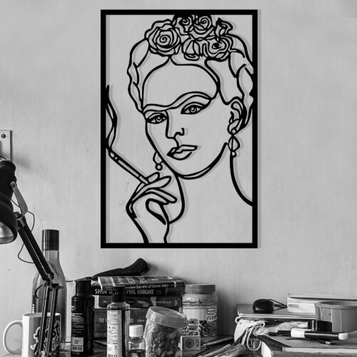 Nástenná kovová dekorácia Kahlo čierna Nástenná kovová dekorácia Kahlo čierna