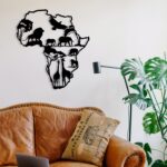 Nástenná kovová dekorácia africká 2 čierna