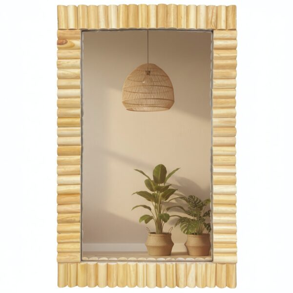 Nástenné drevené zrkadlo BOHO 55x35 cm prírodné