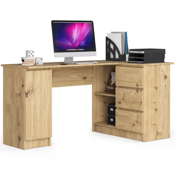 Rohový písací stôl B20 155 cm dub artisan pravý