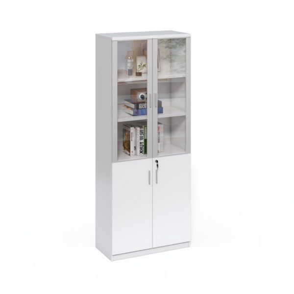 Vysoká kancelárska skriňa Houseland Prime Neo 04 80 cm biela