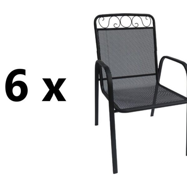 6 ks BABU záhradná kovová stolička