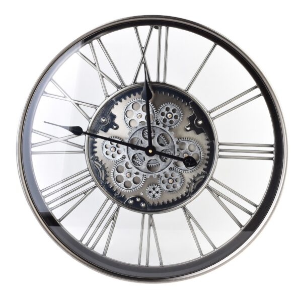 Nástenné hodiny RAMSEY MECHANISM 54 cm strieborné