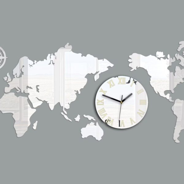 Nástenné samolepiace hodiny Mapas 110x55 cm zrkadlové