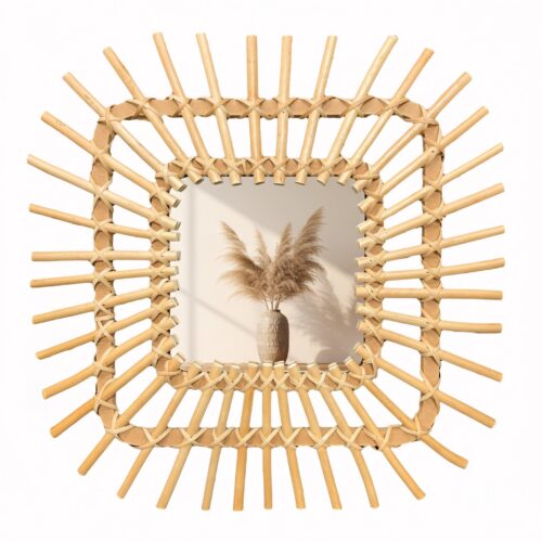 Nástenné zrkadlo BOHO 45x45 cm bambus Nástenné zrkadlo BOHO 45x45 cm bambus