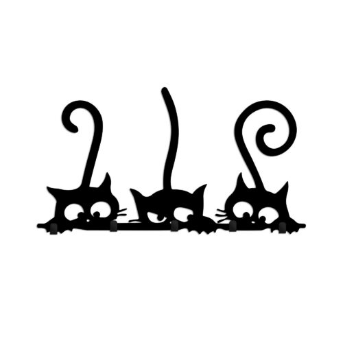 Nástenný kovový vešiak Cats 60 cm čierny Nástenný kovový vešiak Cats 60 cm čierny
