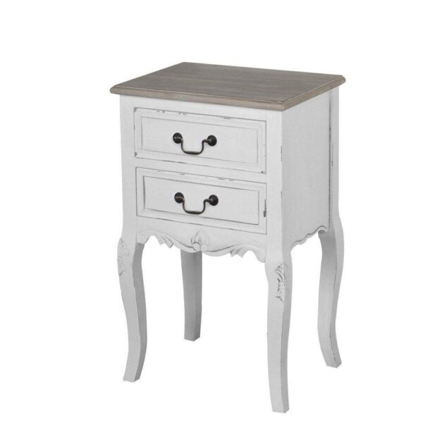 Nočný stolík Rimini 41 cm z masívu biely/tmavohnedý