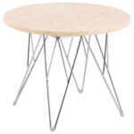 Odkladací stolík Prunus 55 cm béžový mramor/chróm