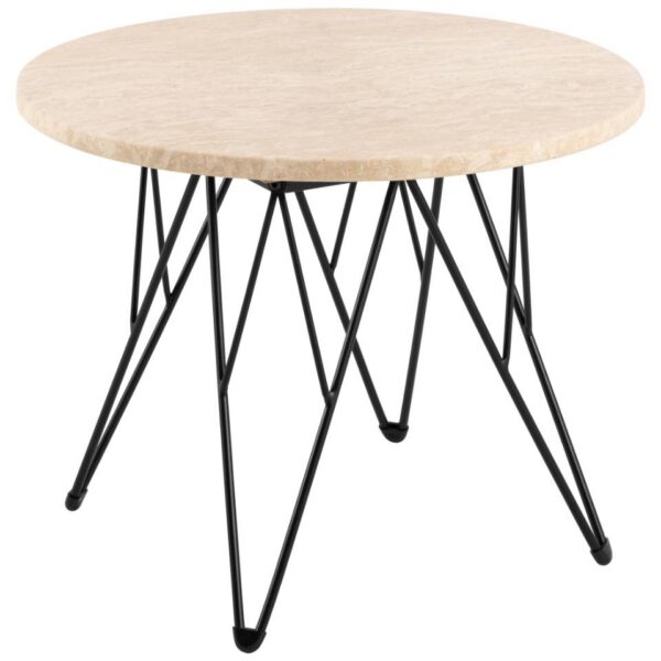 Odkladací stolík Prunus 55 cm béžový mramor/čierny