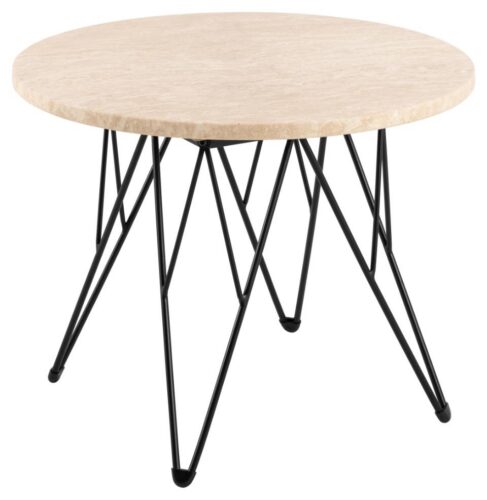 Odkladací stolík Prunus 55 cm béžový mramor/čierny Odkladací stolík Prunus 55 cm béžový mramor/čierny