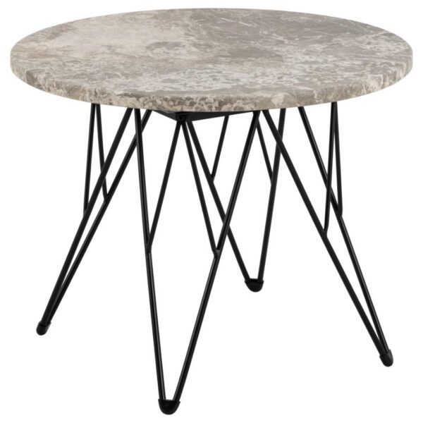 Odkladací stolík Prunus 55 cm sivo-hnedý mramor/čierny