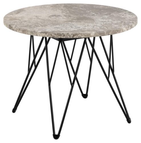 Odkladací stolík Prunus 55 cm sivo-hnedý mramor/čierny Odkladací stolík Prunus 55 cm sivo-hnedý mramor/čierny