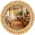 Okrúhle nástenné zrkadlo BOHO 36 cm prírodné