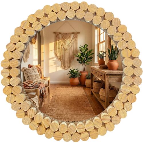 Okrúhle nástenné zrkadlo BOHO 36 cm prírodné Okrúhle nástenné zrkadlo BOHO 36 cm prírodné