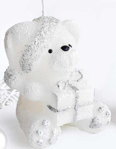 Parafínová sviečka TEDDY 15 cm biela
